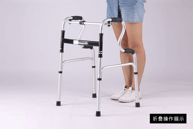 老人助行器洗澡椅行走助步器四脚老年人带轮带座折叠拐杖手推车kx