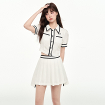 ANDYET AD1 22SS original JK uniform Xiaoxiang wind collided with design of the navel hot girl A-fledged skirt suit