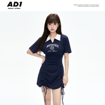 ANDYET AD1 22SS POLO-American Academy of Pulling Rates Wrinkles and knitted dress to cover the belly