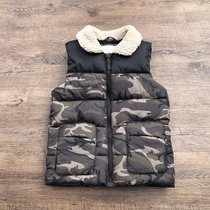 Exported to the UK autumn and winter new boys clothing thickened plus velvet camouflage vest foreign trade original single baby cotton vest jacket