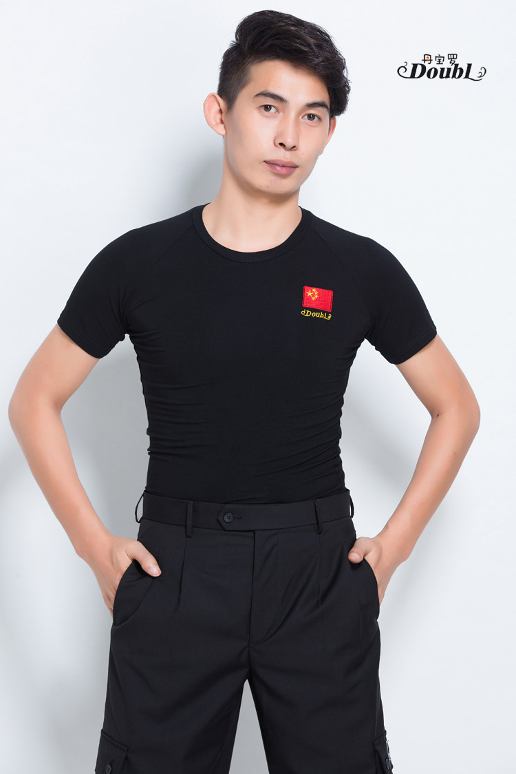 男士舞蹈练功服上衣摩登舞长袖圆领高领新款拉