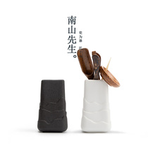 Mr Nanshan Quartet Six Gentlemen set Ebony ceramic tea tube Kung Fu tea set Tea ceremony accessories Tea clip