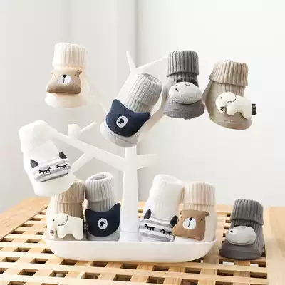 Korean cute spring and autumn baby socks boneless loose baby middle tube Cartoon Doll Baby non-slip floor socks