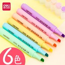Deli stationery soft color highlighter light color fluorescent marker pen triangle pen marker color students with rough stroke focus note highlight highlighter color axe pen