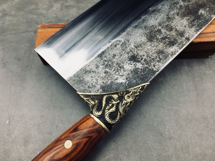 龙泉手工锻打龙吟菜刀厨师中式复古传统切片厨刀家用斩切刀厨房刀