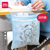 Del student garbage bag can be glued to the desktop Sticky desk classroom portable self-sealing childrens car trumpet