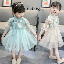 Girls Hanfu dress super fairy baby summer Chinese style cheongsam skirt little girl foreign puffy gauze skirt