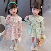 Baby girl floral dress autumn dress girl doll collar princess skirt foreign fashion little girl sweet skirt tide