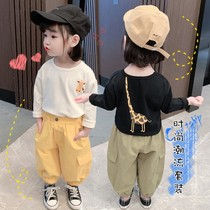 Girls set spring and autumn new 2 baby girls net red Korean version sweatshirt two-piece set of foreign casual childrens clothing clothes 1-6