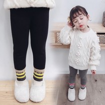 Baby plus velvet leggings outside wear children plus velvet pants foreign atmosphere little girl winter wear new one-piece velvet big pp pants