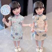 Cheongsam girl summer Chinoiserie children tang dress little girl costume dress 2 baby girl birthday dress 1-6