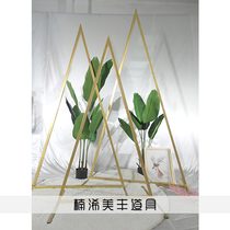 Nanyang Meifeng wedding golden triangle Wrought iron decorative frame ins fresh party props Logistics to pay freight