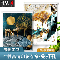 Bathroom curtain roller blinds free hole installation Waterproof shading shading Kitchen bathroom toilet Bedroom hand-pull lifting