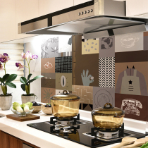 Kitchen anti-oil sticker cabinet hearth with high temperature resistant self-adhesive waterproof wall paper wall Decorative Cartoon Creative Wall Sticker