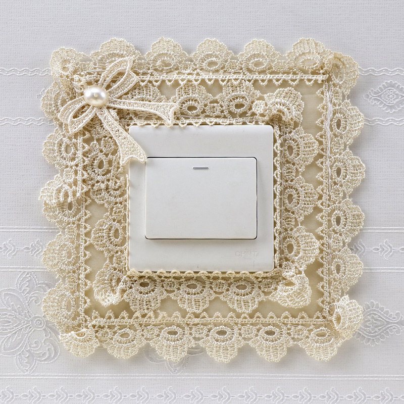 开关保护套开关贴边框套布艺蕾丝墙壁装饰墙贴开关贴插座保护套