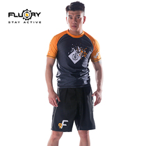FLUORY Fire Softball Sports Tight Clothing Men And Women Short Sleeve Fitness MMA Comprehensive Gfight Casual quick dry compression T-shirt