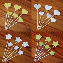 Size love star cake decoration card gold silver birthday baking plug-in heart shape five-pointed star plug