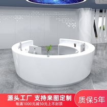 Custom semicircular curved front desk table Simple bar cabinet Marble hospital guidance consultation cash register service reception desk