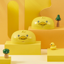 Cute cartoon little yellow duck soap box bathroom drain soap holder household soap holder personality creative no punching