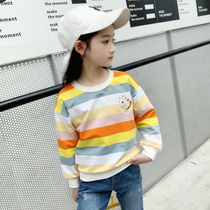  Girls  autumn sweater Korean version of foreign style childrens clothing new middle and large childrens color long-sleeved spring and autumn childrens pullover long-sleeved women