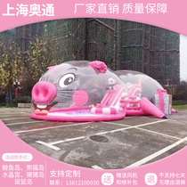 Outdoor inflatable transparent whale pig pig island mouse mouse million ocean ball pool pink cute pig paradise childrens entertainment equipment
