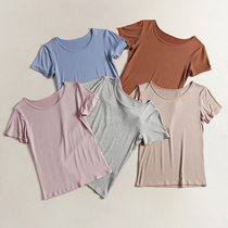 Female summer short-sleeved T-shirt Mordale solid color half-sleeved round neck base shirt loose home wear pajamas top wear