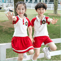 Kindergarten garden clothes summer clothes pure cotton childrens sports class clothes Baseball clothes Striped primary school school uniforms spring and summer four-piece set