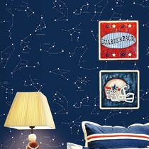Dark blue 3D constellation wallpaper Childrens room Restaurant hotel theme room clothing store Mediterranean blue cartoon wallpaper