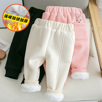 Baby warm leggings 2021 winter clothes New Girls childrens clothing children plus velvet padded pants sports pants