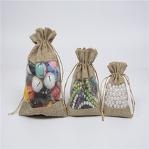 Open window dry flower drawstring drawstring mouth linen bag Linen bag Transparent yarn bag Storage bag Holiday gift packaging bag