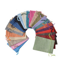 10x14cm Color linen bag Buddha beads hand string plate play packaging bag Jewelry storage text play incense bag bag custom