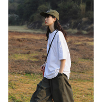 KOUEMGI empty flavor heavy weight 250g summer oversize white T-shirt short sleeve men loose Japanese ins trend