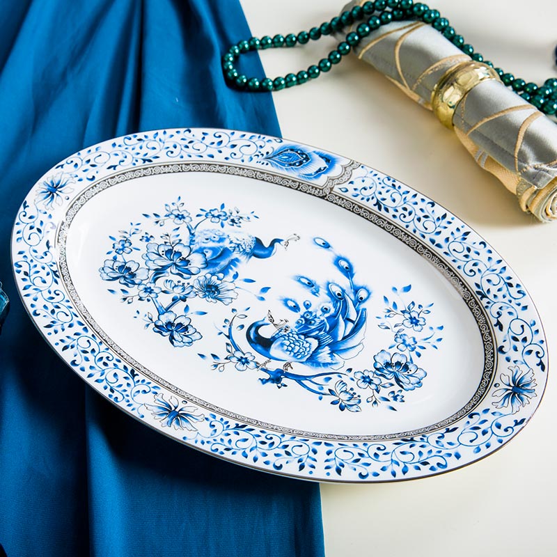 Blue and white porcelain tableware suit ipads porcelain jingdezhen ceramics dishes household of Chinese style dishes glair bowl chopsticks combination