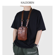 Wearing leather strap Purse Head Layer Cow Leather Mobile Phone Bag Men Multifunction Genuine Leather Vertical single shoulder Inclined Satchel Bag 6 inch 7