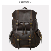 European and American fashion headlayer cow leather double shoulder bag mens large capacity handmade genuine leather backpack Leisure travel computer bag bag