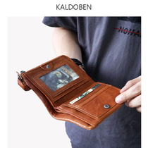 New Original Retro Wallet Handmade Head Layer Sheep Leather Wallet Men Short Genuine Leather Zero Money Bag Card Wallet Money Clip