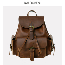 Yinglen Retro Academy Wind Head Layer Cow Leather Double Shoulder Bag Women Handmade Leather Small Backpack Mad Mapi Travel Leisure Tide