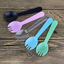 Disposable plastic fork spoon frosted three-tooth fork spoon Cake fork spoon 100 full 500