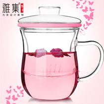 Yaji net celebrity cup womens water cup summer heat-resistant glass water cup womens transparent cup water cup 2021 summer new