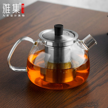 Elegant Collection Leja Glass Teapot Thickened Heat Resistant High Temperature Filter Flower Teapot Home Tea Water Separation Hotel Bubble Teapot