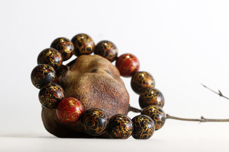 逐物漆器〕大漆佛珠犀皮漆手工手串复古民族风手链新款