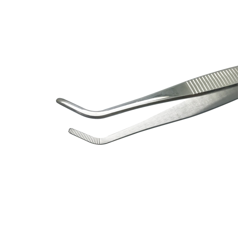 弯直头不锈钢镊子带齿敷料镊加厚加硬12.