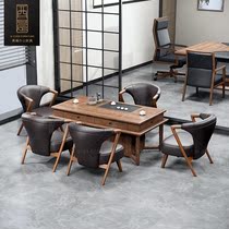 New Chinese Tea Table And Chairs Combined Solid Wood Modern Kung Fu Bubble Tea Table Home Office Zen Tea Terrace Tea Room Furniture