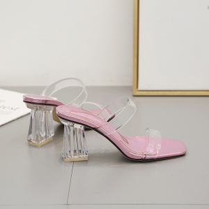 Transparencies crystal heel chunky sandals