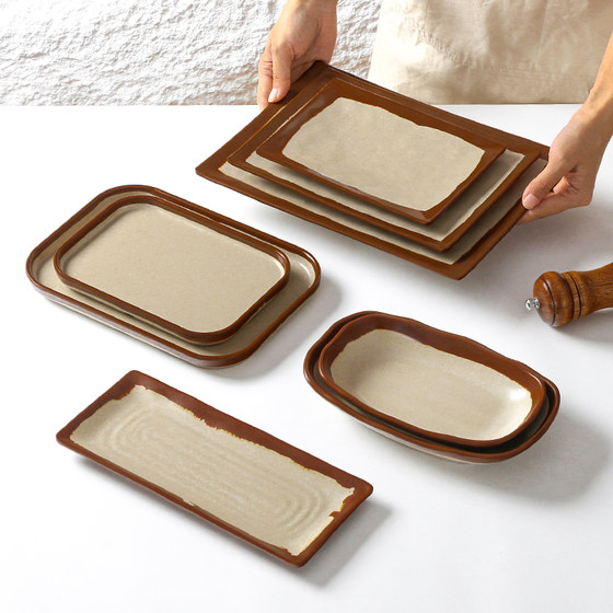 Metamine retro tableware plate commercial dining old style earthenware restaurant dining plate hot pot restaurant dish special dish side dish Metamine retro tableware plate commercial dining old style earthenware restaurant dining plate hot pot restaurant dish special dish side dish