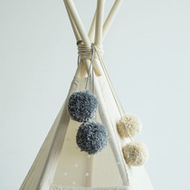 Childrens tent wool ball string hanging ball decorative ball string Gray beige wool ball string