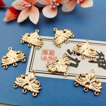 12*20mm double-sided carving lotus tassel connection piece pure copper electrophoresis color preservation handmade diy hairpin material accessories