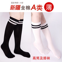  Childrens high tube socks Girls and boys thin summer tide girls and boys primary school students white long tube baby stockings