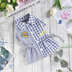 Pet clothing plaid shirt skirt lapel spring and autumn Pomeranian Teddy Bichon small dog summer thin clothes