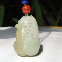 Dialect enterprise boutique 158 yuan hollow sachet pendant with minced sugar green and white jade handmade more than a year A